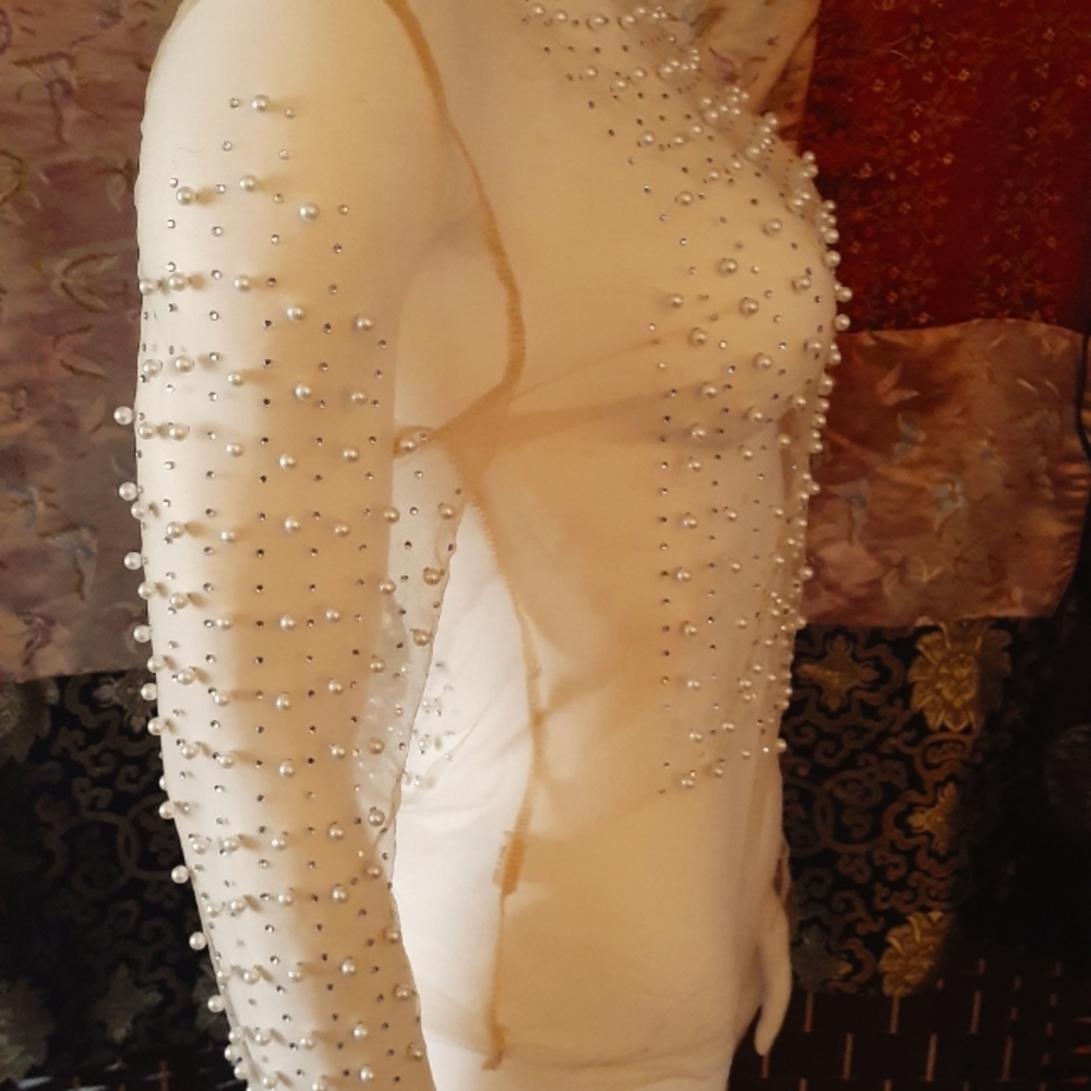 Sheer pearl top
